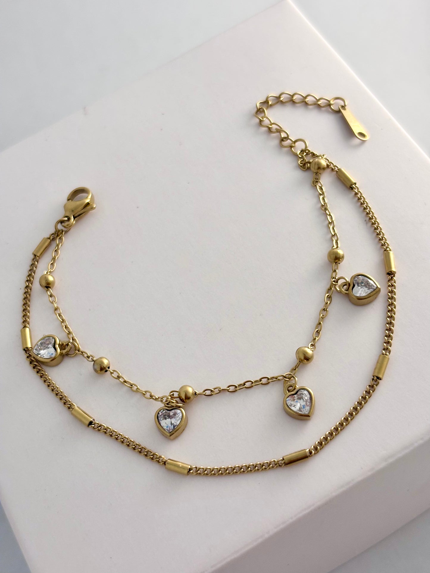 Heart Strings Double Layered Bracelet | 18k Gold Plated