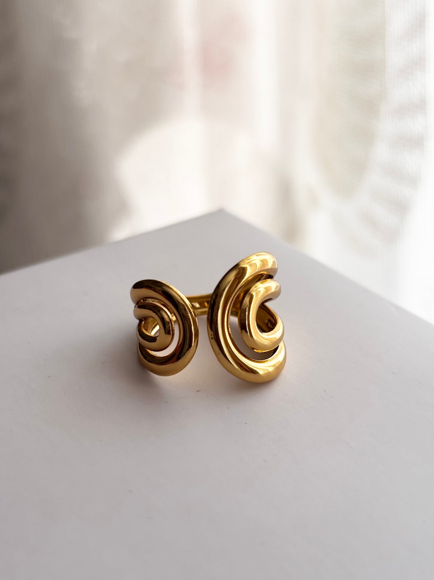 Double Spiral Gold Statement Ring | Gold Plated Anti Tarnish