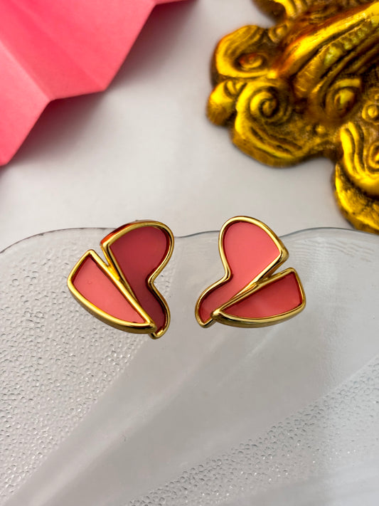 Modern Twist Heart Enamel Earrings