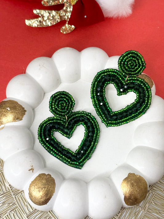 Holly Heart Dangles Handmade Earrings