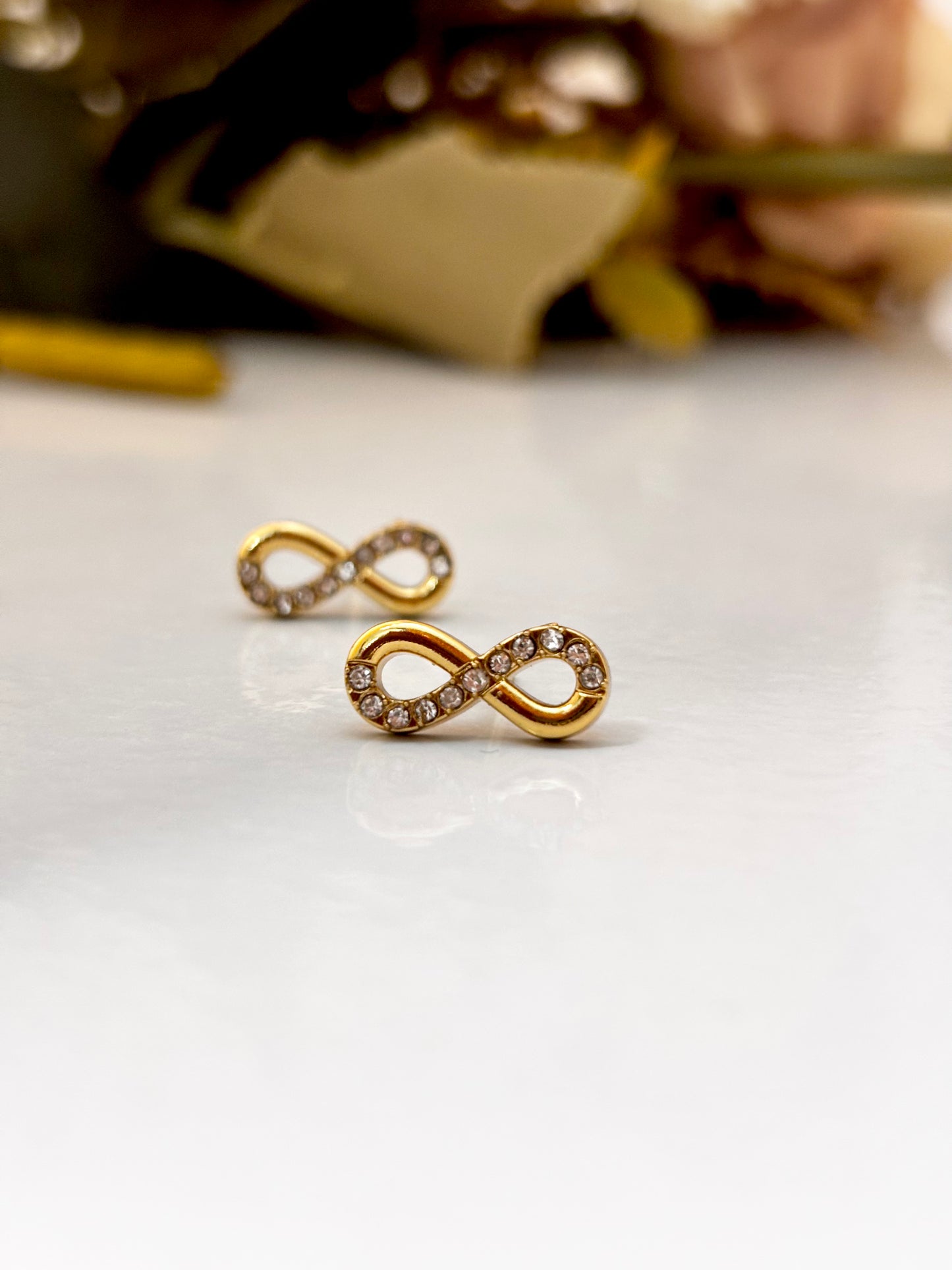 Infinity 18kt Gold Plated with Zircons Stud Earrings