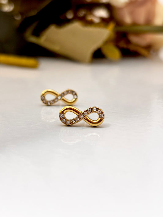 Infinity 18kt Gold Plated with Zircons Stud Earrings