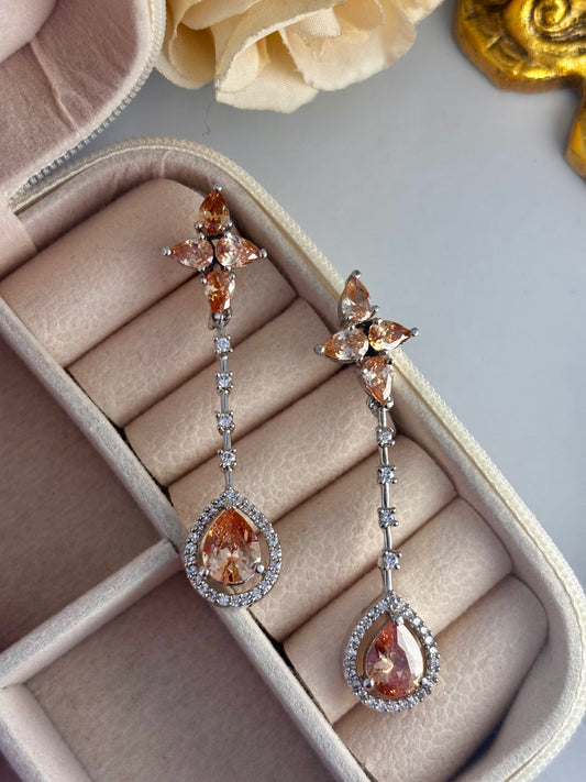 Lyra Orange AD Dangles | Wedding & Party Wear