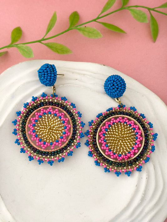 Boho Beaded Circle Handmade Earrings