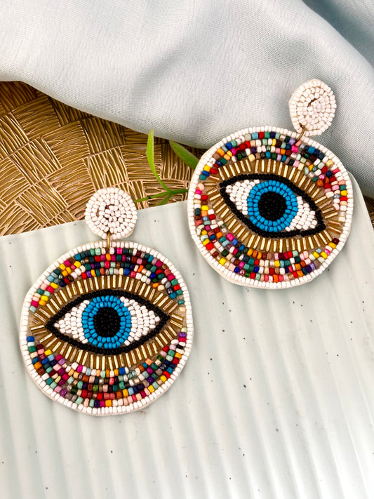 Handmade Evil Eye Beaded Protection Earrings
