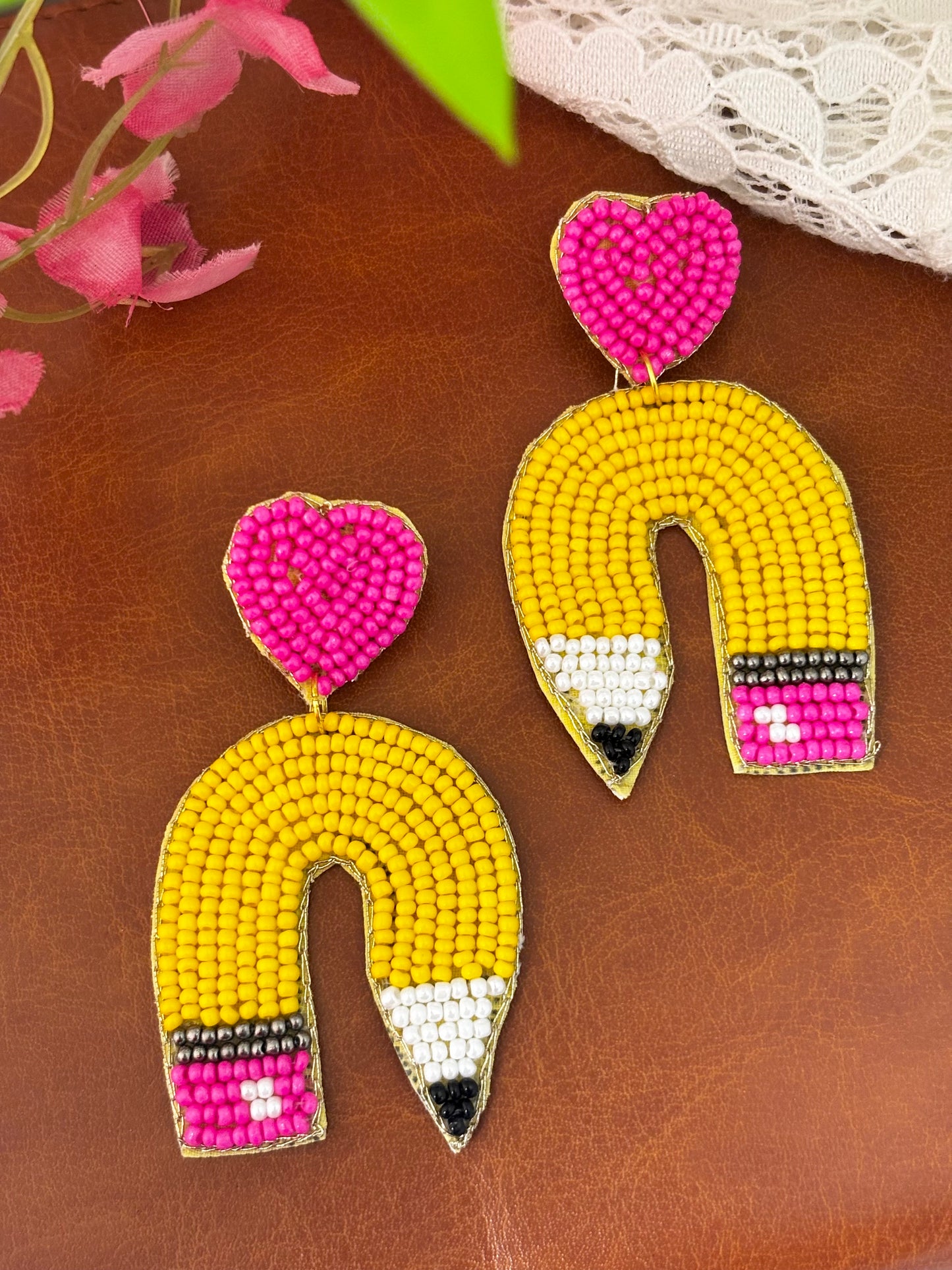 Heart Pencil Handmade Statement Earrings