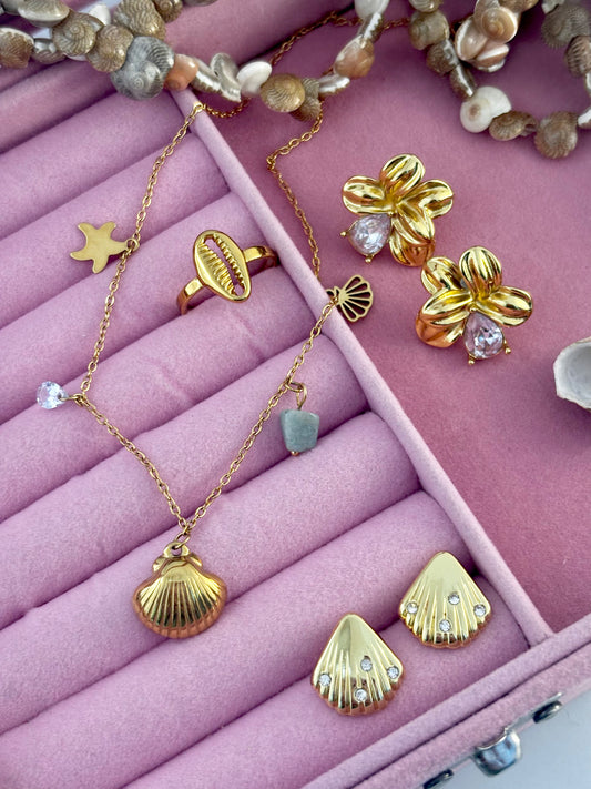 Ocean Soul Luxe Stack ~ Set of 4 Earrings + Ring + Necklace