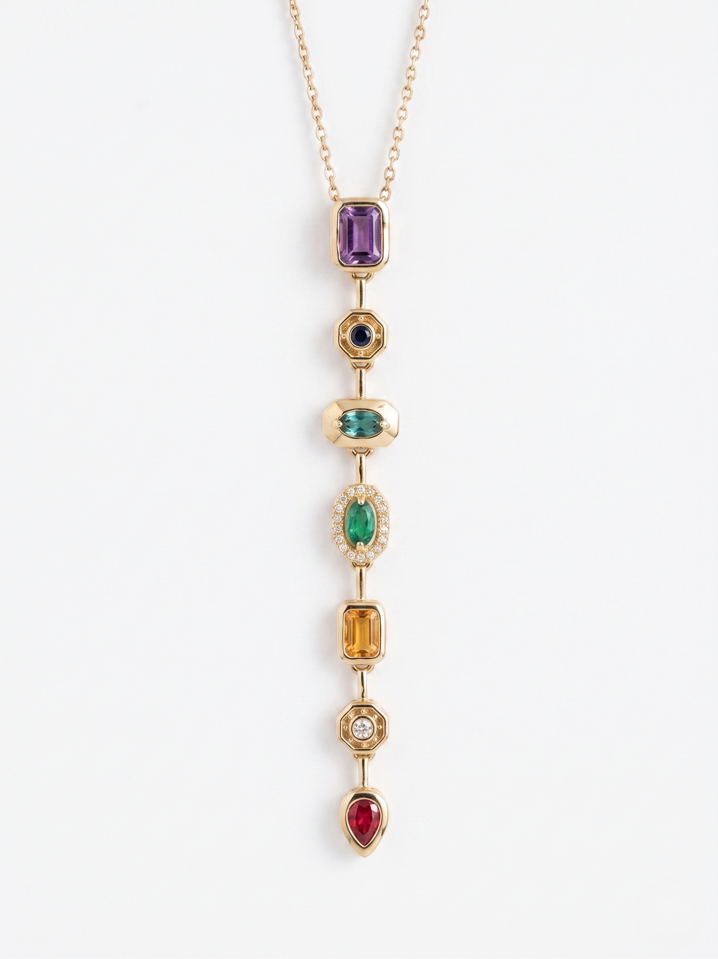 Viral Golden Multicolor Drop Necklace