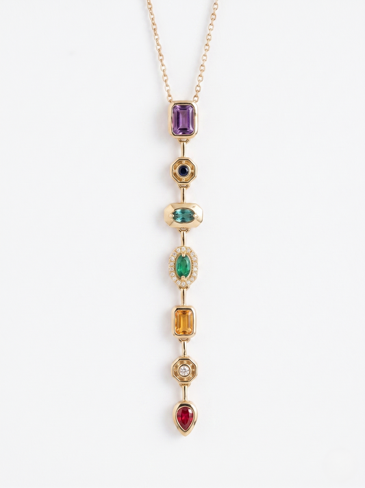 Viral Golden Multicolor Drop Necklace