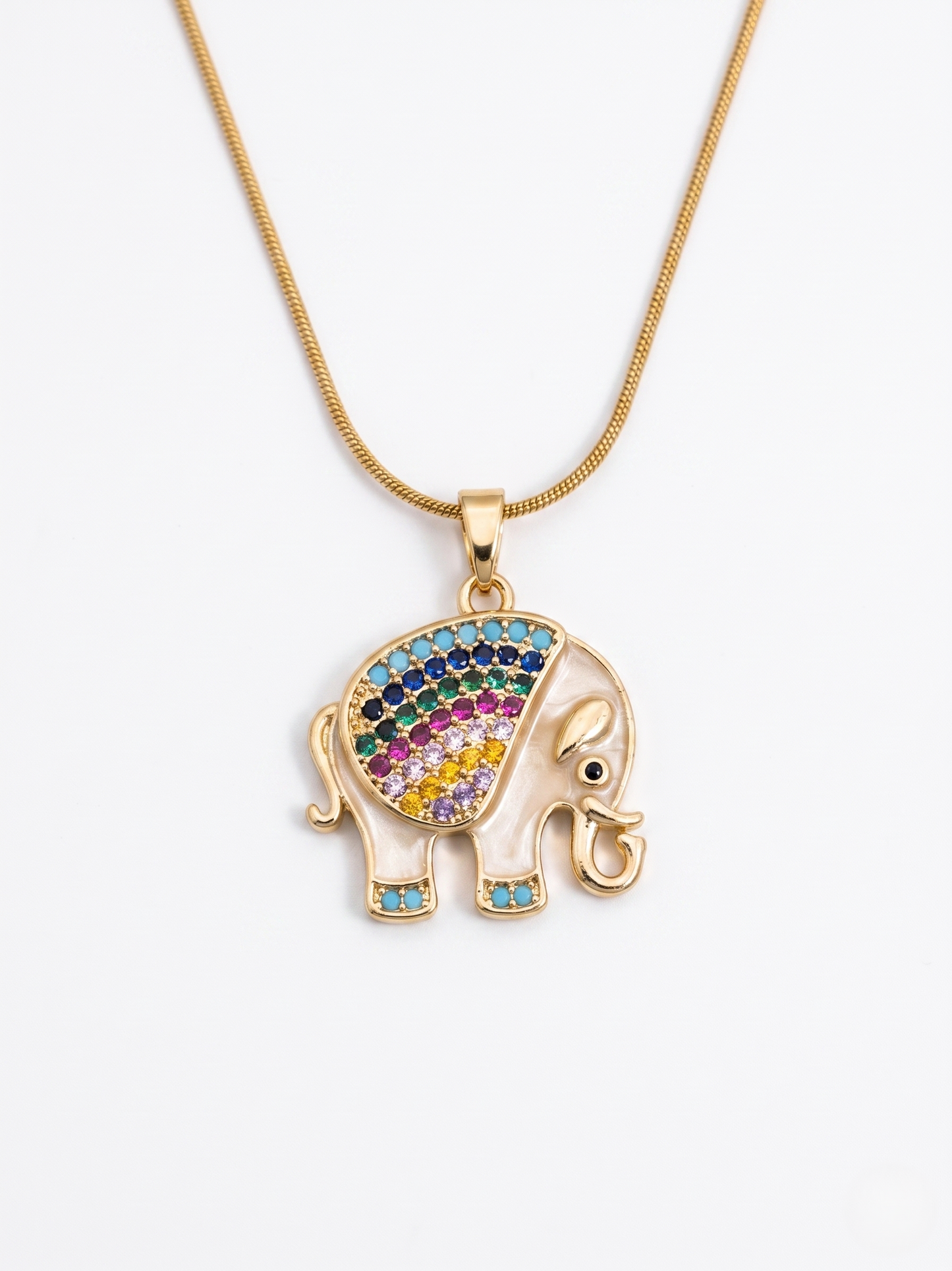 Tiny Tusker ~ Enamel Elephant with Zircons | Pinteresty Gold Plated Non Tarnish