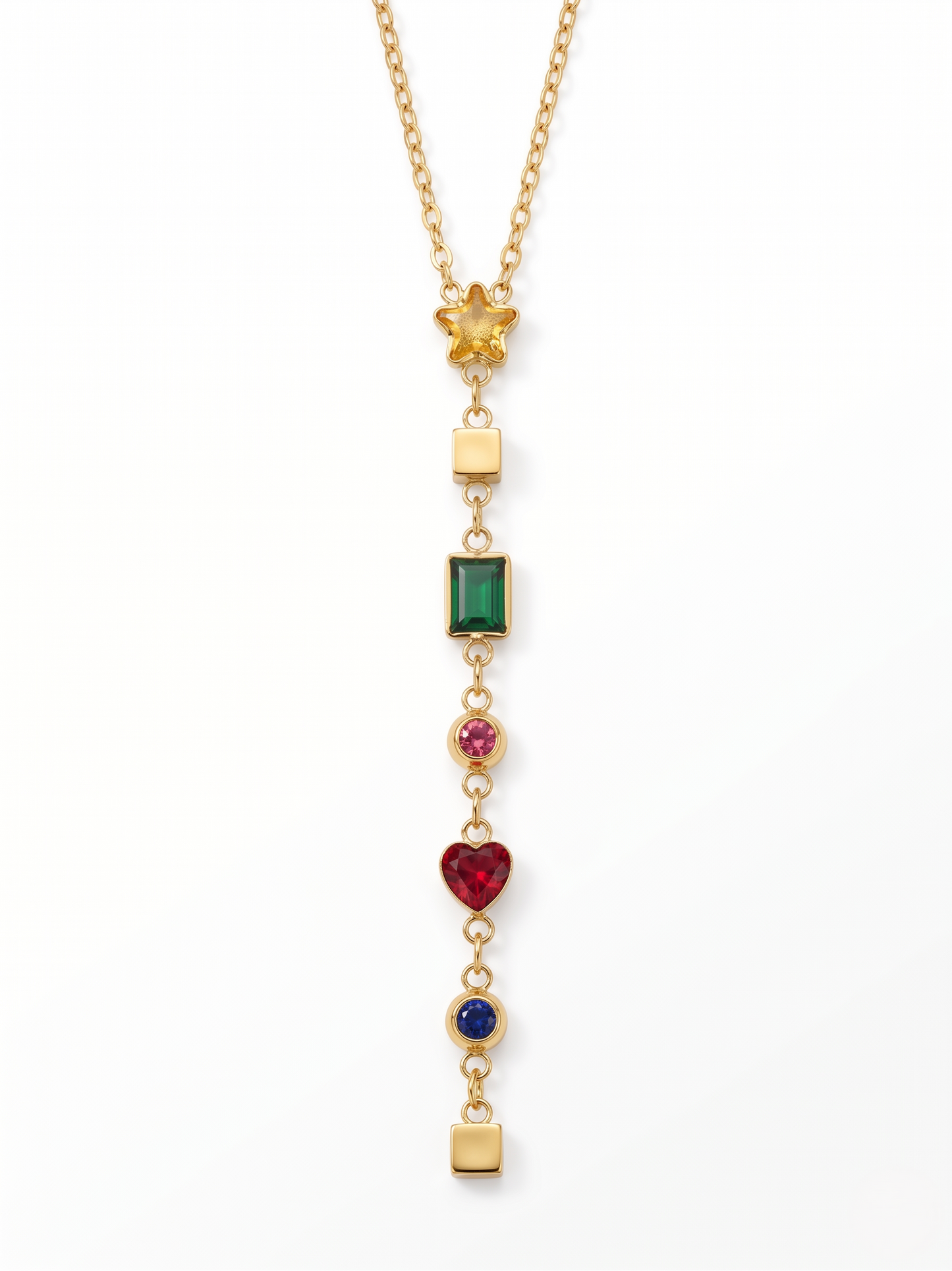 Viral Golden Multicolor Stone Vertical Drop Necklace