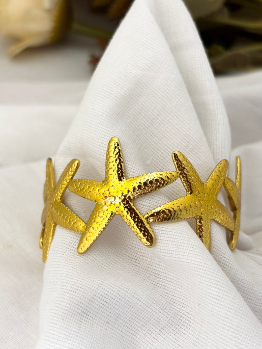 18k gold-plated cuff bracelet with anti-tarnish coating