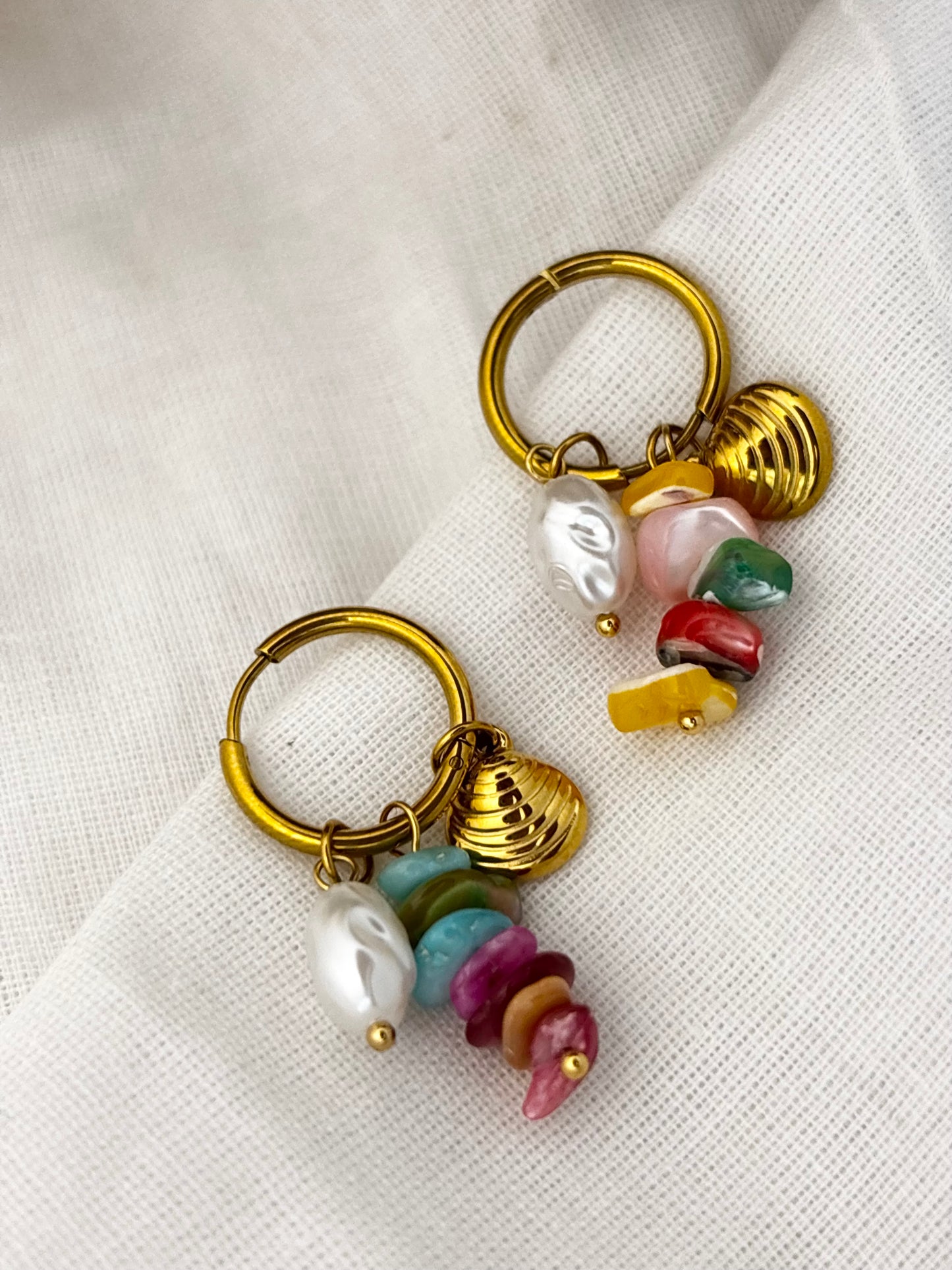 18k gold-plated huggie hoops with ocean charms