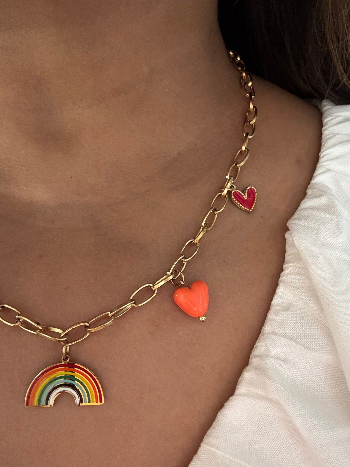 Pinteresty Necklace with rainbow and hearts charms - Best quality at affordable prices.