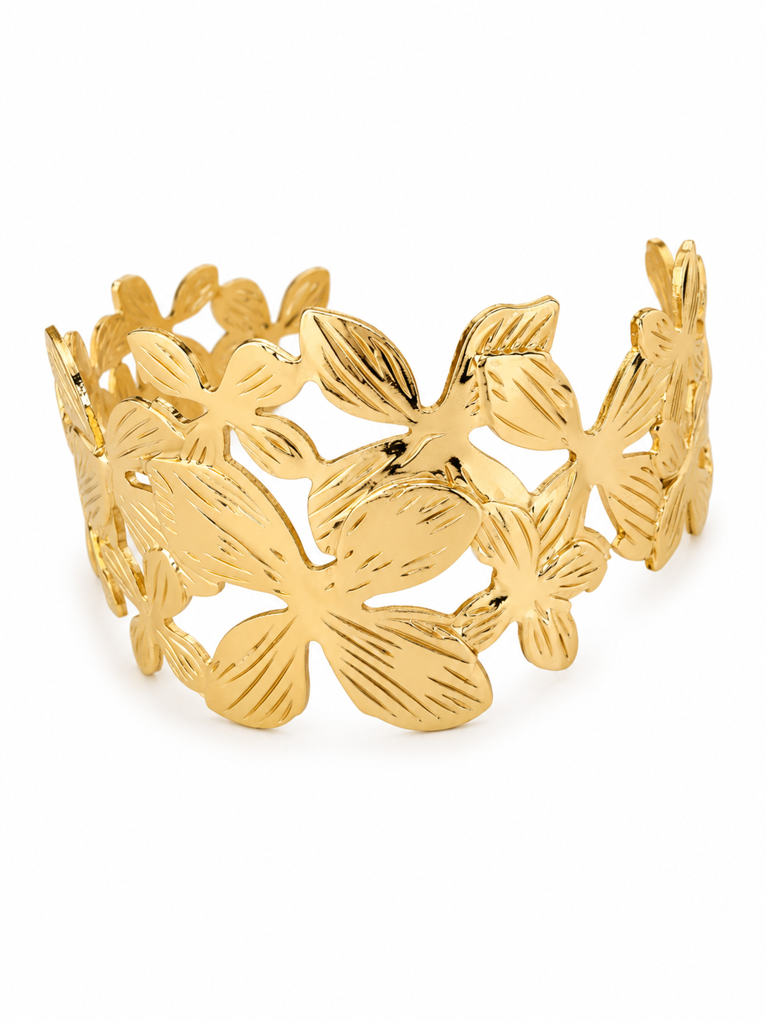 Floral Cuff Brass Bracelet