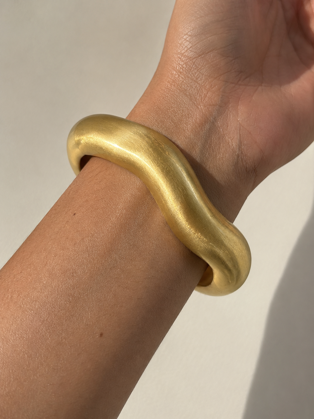 Bold Wavy Stainless Steel Matte Cuff Bracelet