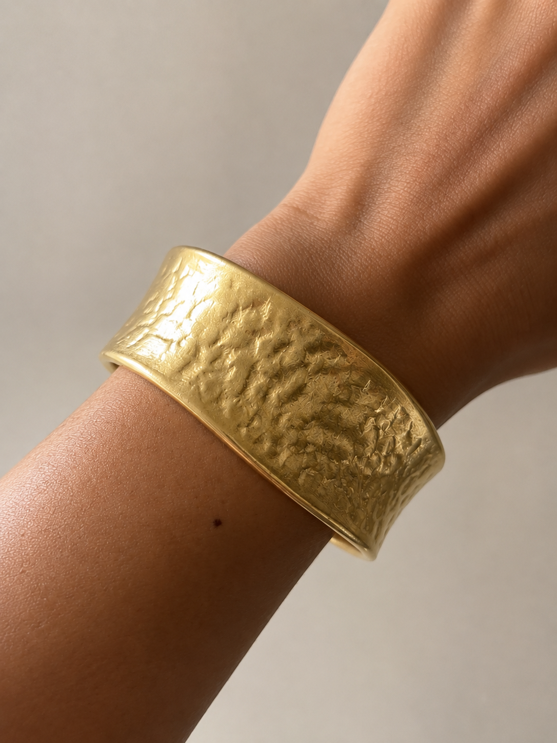 Gold Melt Stainless Steel Matte Textured Cuff Bracelet