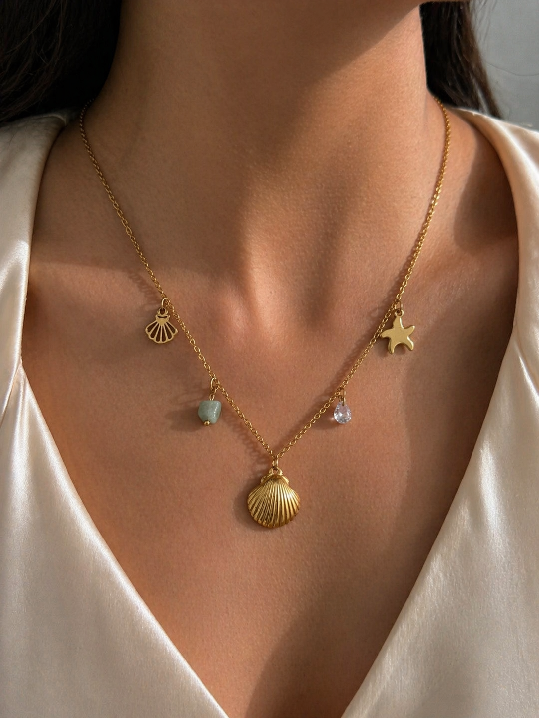 Golden Shore Charm Necklace