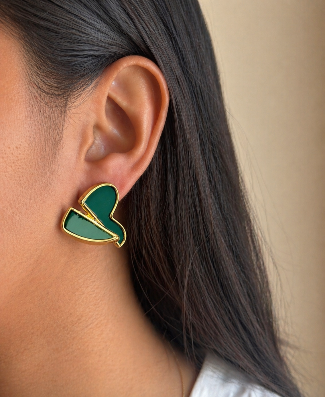 Modern Twist Heart Enamel Earrings