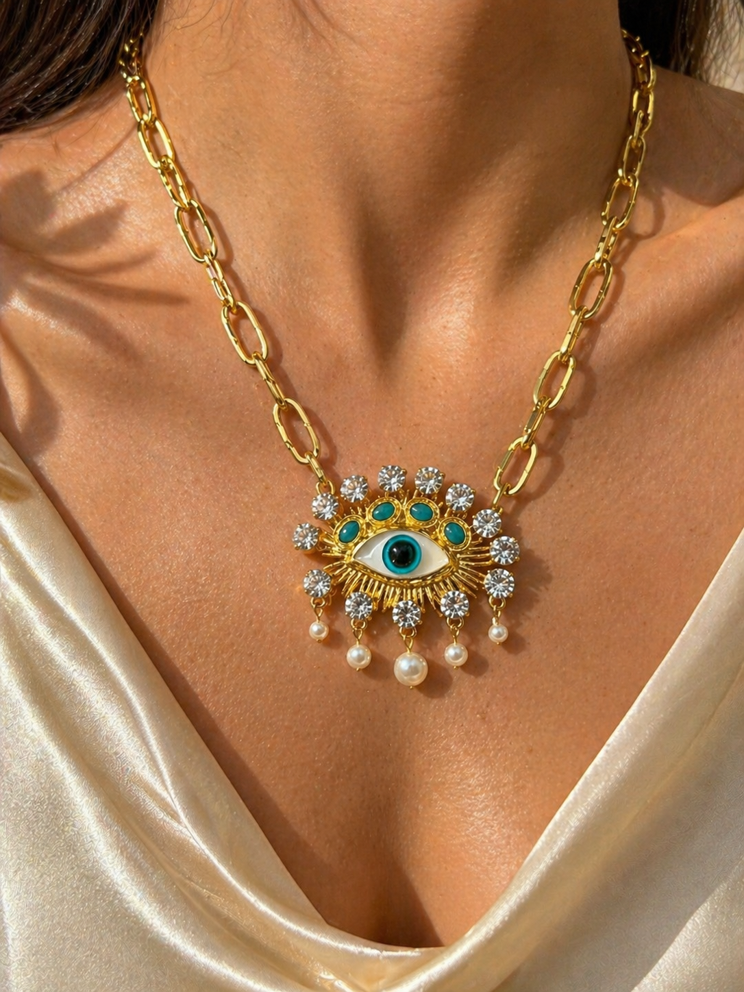 Eyevora Evil Eye Necklace | Gold Plated | Statement | Chunky