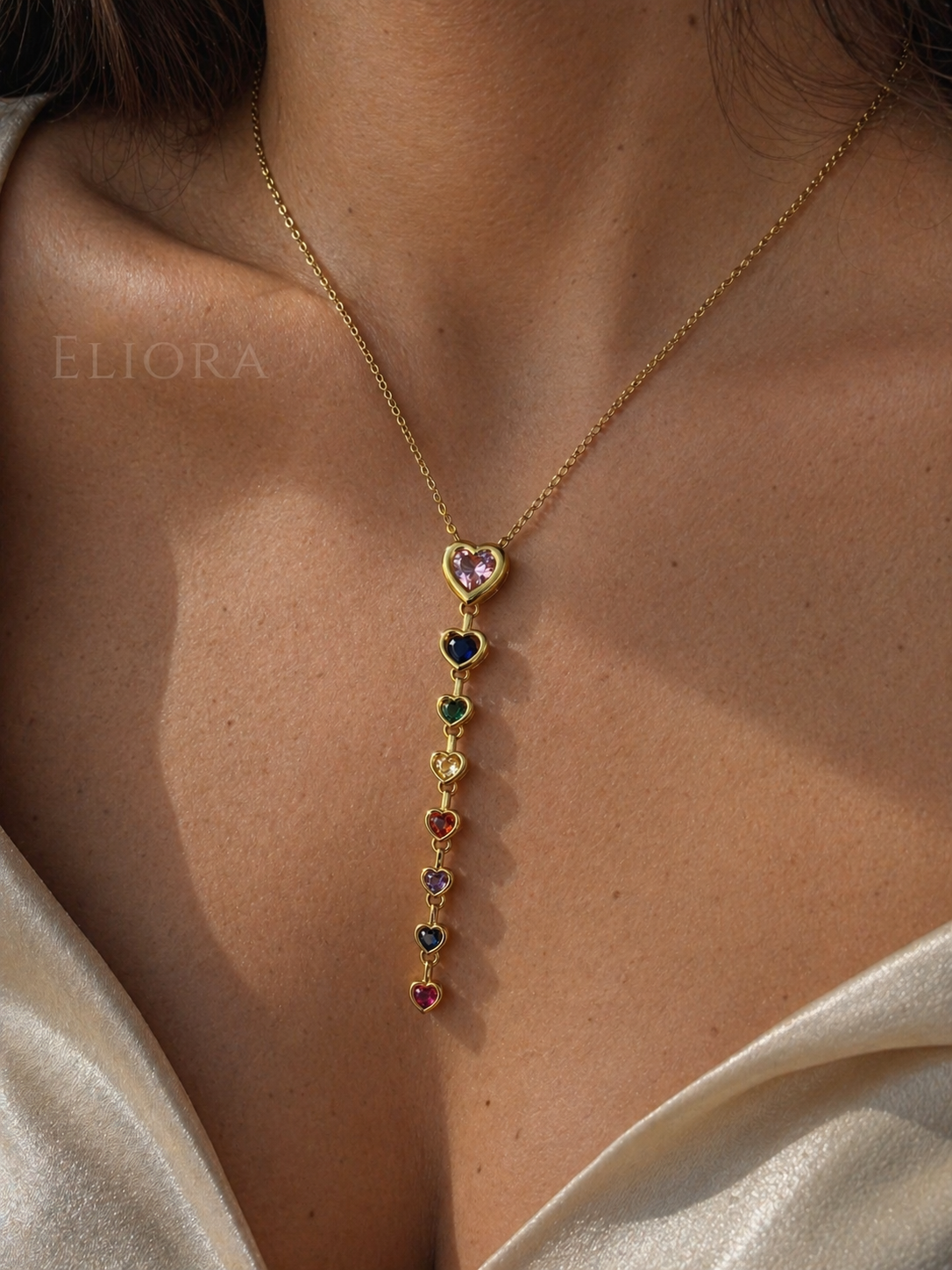 Viral Golden Multicolor Heart Drop Necklace