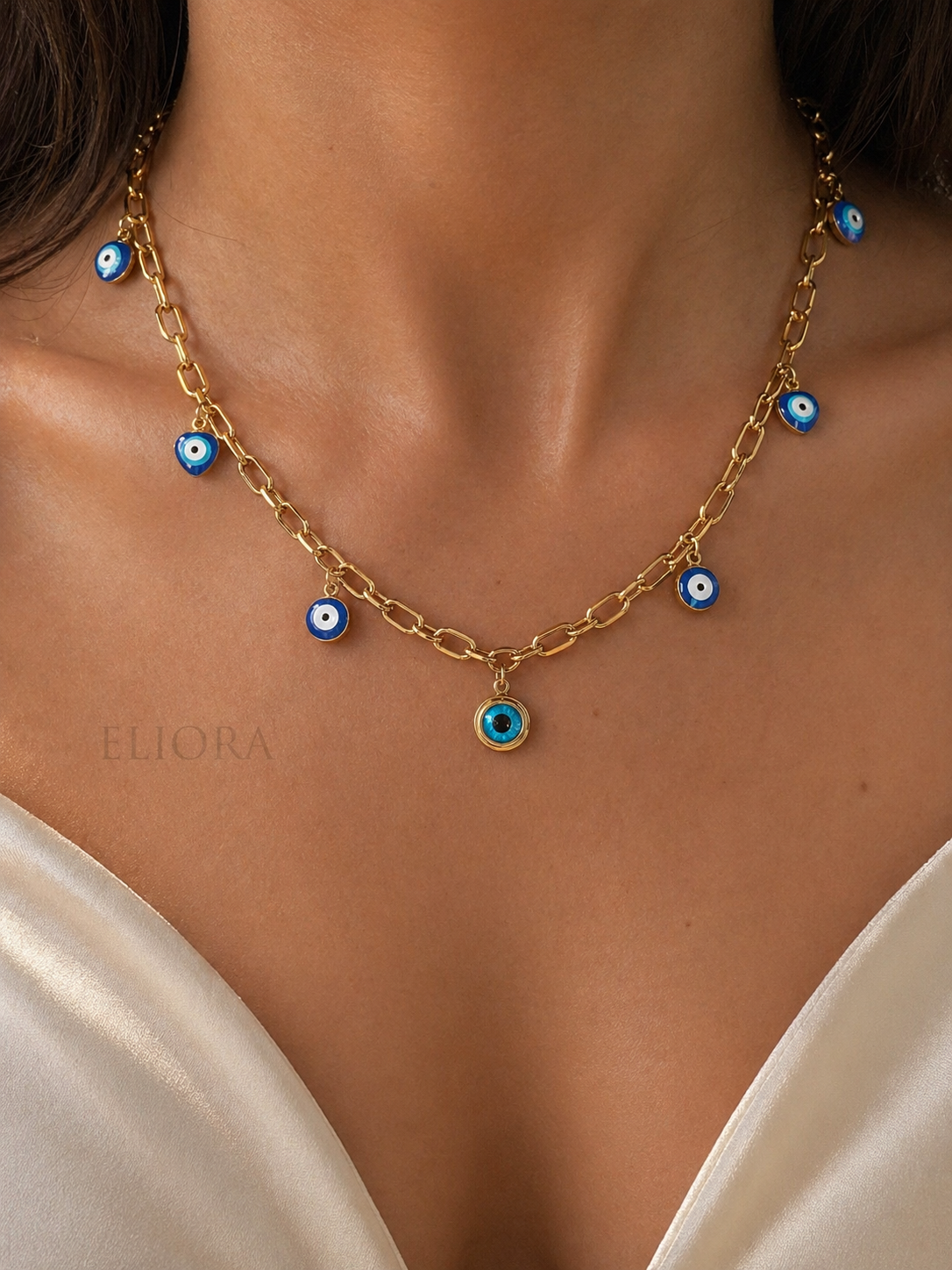 18kt Gold Plated Evil Eye Charm Necklace