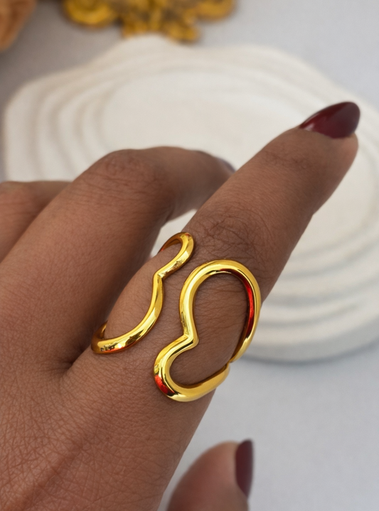 Golden Heart Open Ring (18K PVD Gold) - Anti Tarnish