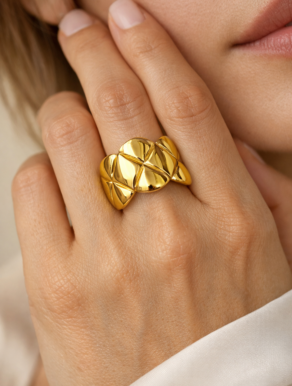 Golden Whisper Statement Ring