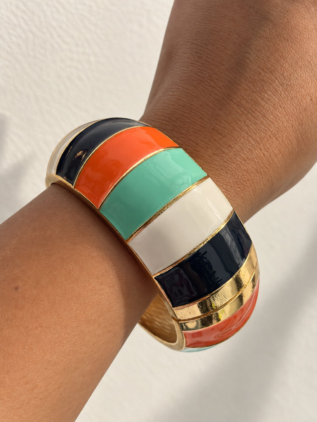 Colour Rush | Chunky Multicoloured Enamel Gold Cuff