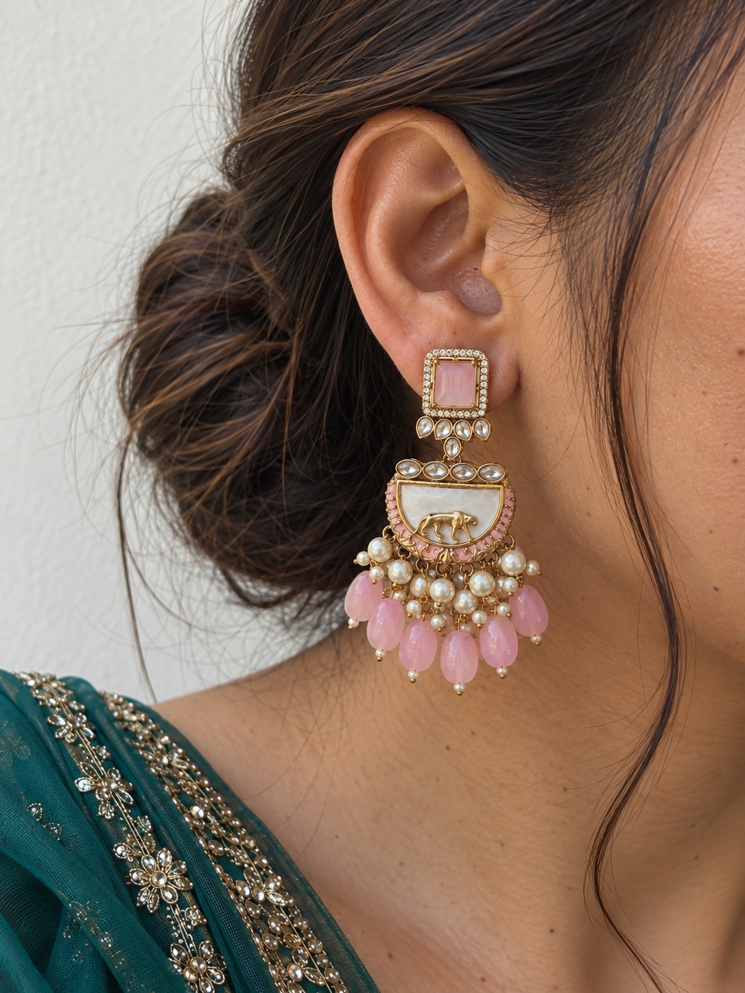 Mrinali Ethnic Chandbali | Weddings & Festivity (Pink)