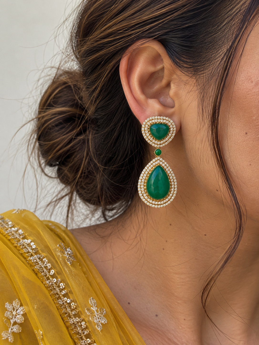 Vaanya Moissanite Drops | Wedding & Party Wear (Green)