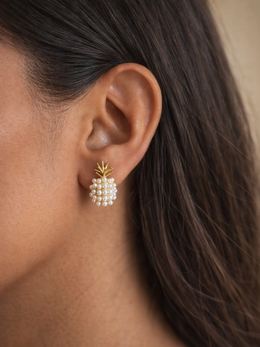 Pearl Pineapple Earrings | Minimal Studs