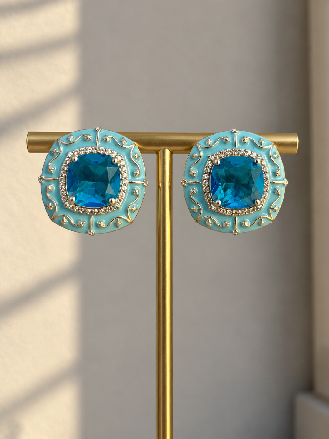Topaz Blue AD Studs | Wedding & Party Wear