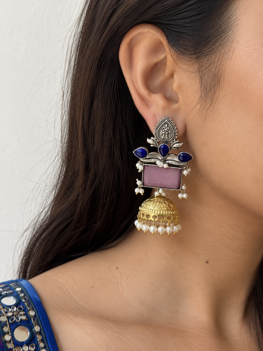 Vedhika Dual Tone Jhumka (Pink)