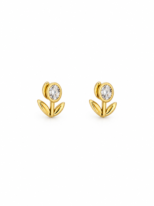 Little Tulip Stud Earrings | Gold Plated Stainless Steel