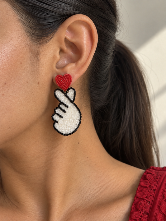 Heart-Hand Love Gesture Handmade Earrings