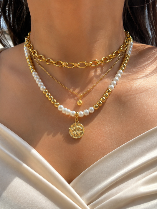 Chunky Pearl Multi Layered Necklace