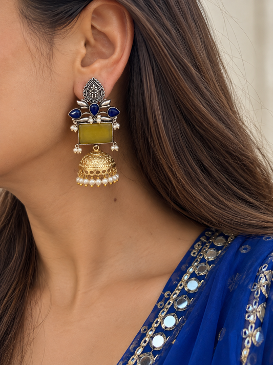 Vedhika Dual Tone Jhumka (Yellow)