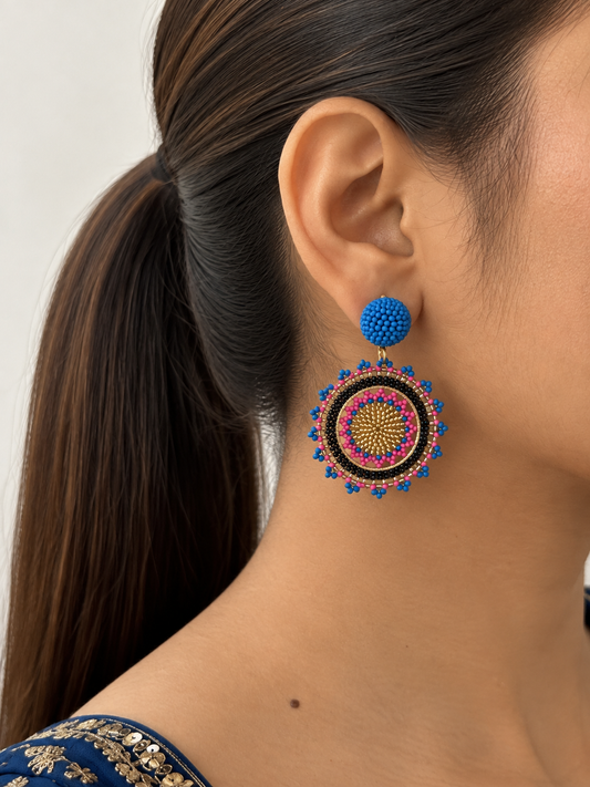Boho Beaded Circle Handmade Earrings
