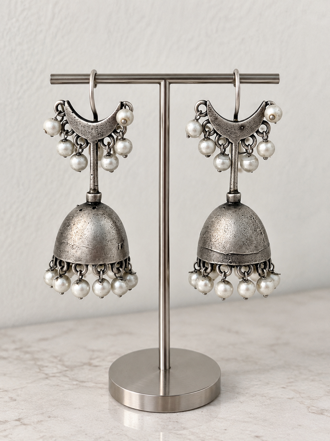 Zahra Jhumka | Boho Style | Silver Look Alike Earrings