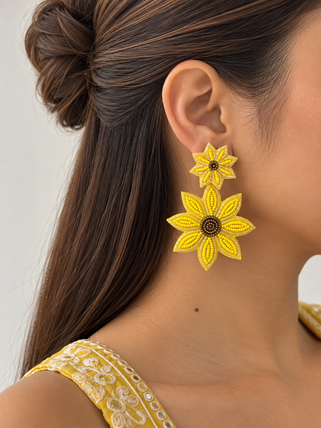 Yellow Beaded Handmade Sunflower