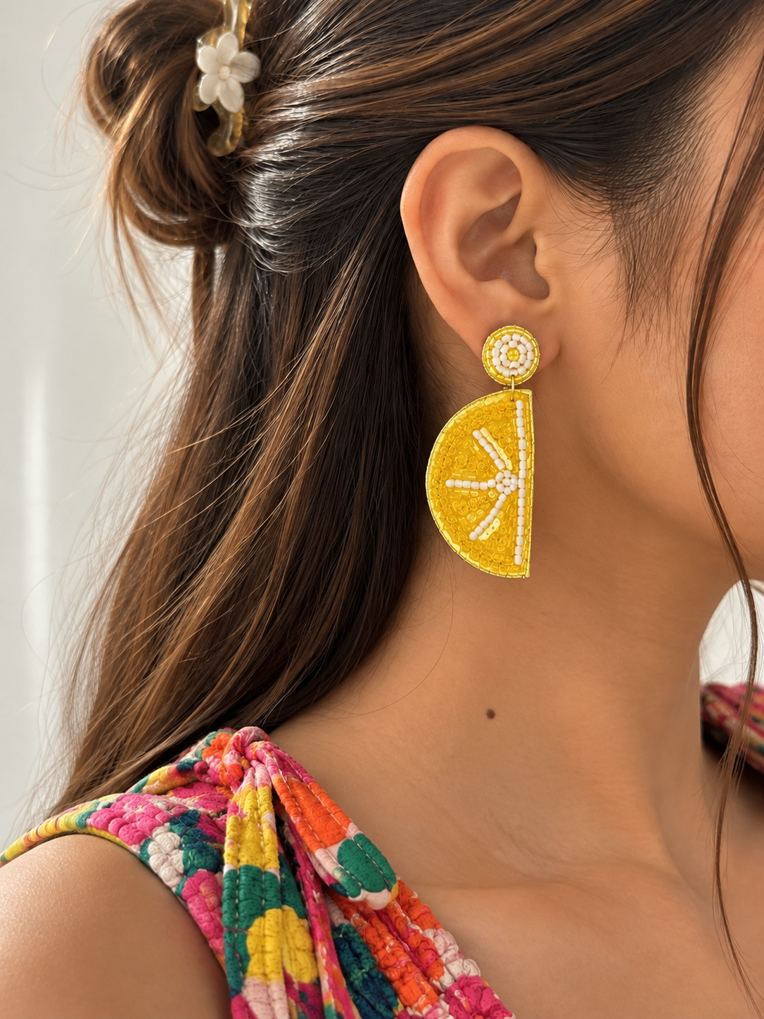 Orange Slice Beaded Earrings