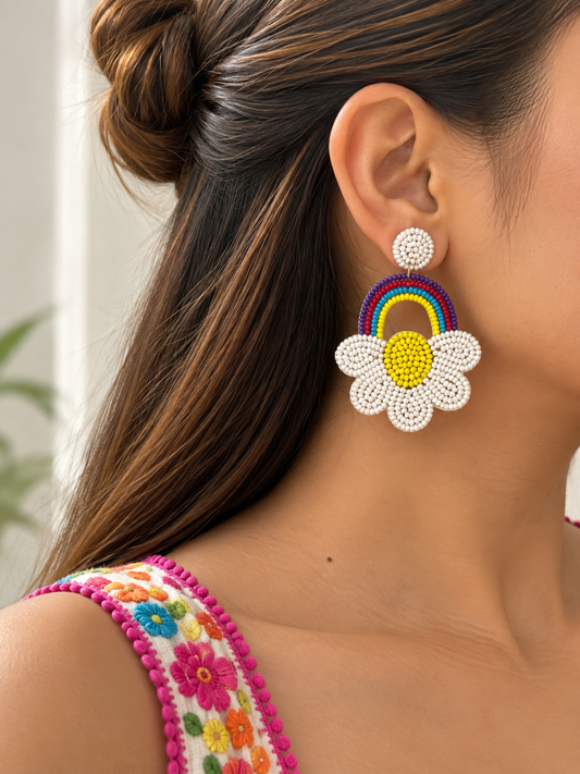 Rainbow Petal Handmade Earrings