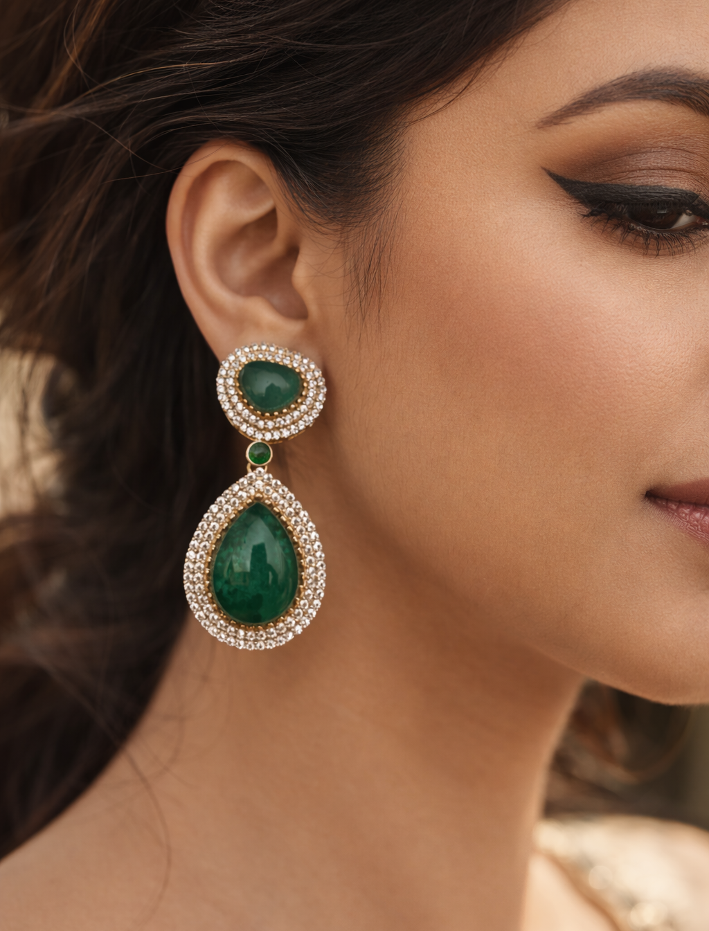 Vaanya Moissanite Drops | Wedding & Party Wear (Green)