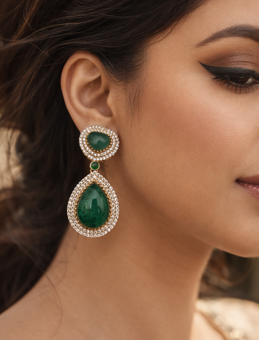 Vaanya Moissanite Drops | Wedding & Party Wear (Green)