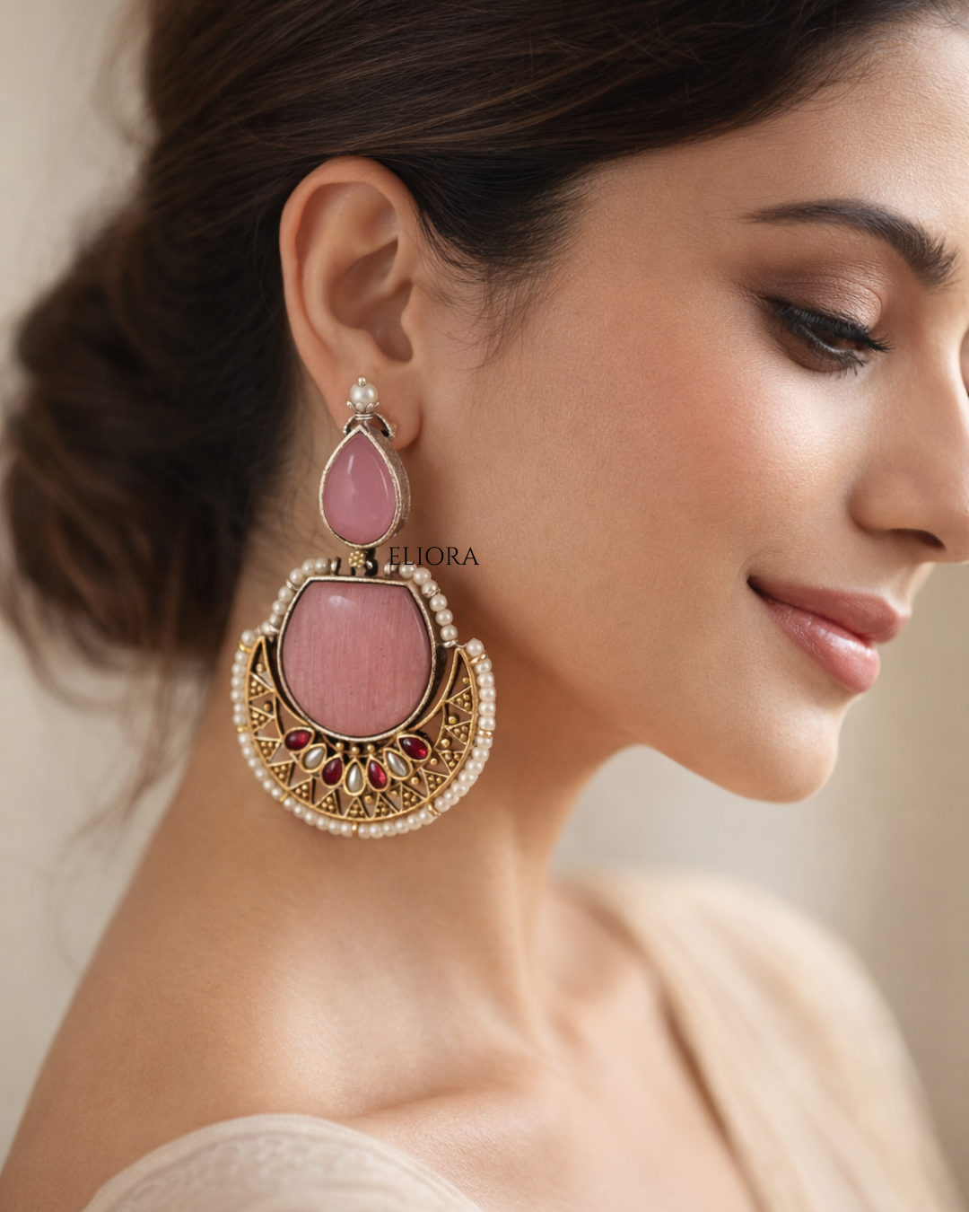 Noorjahan Chandbali | Ethnic Wear (Pink)