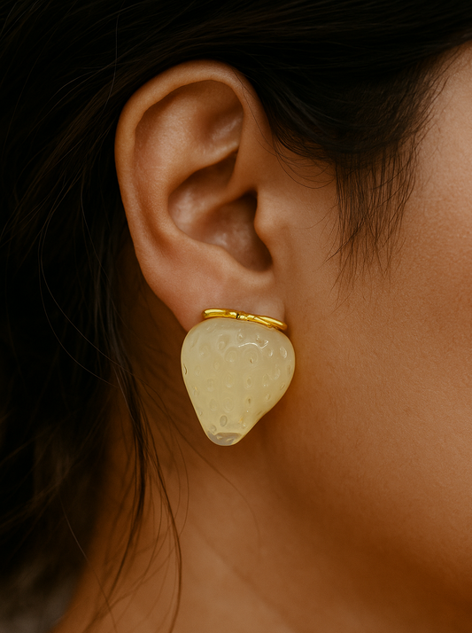 Blush Strawberry Resin Gold Studs (Sea Green)
