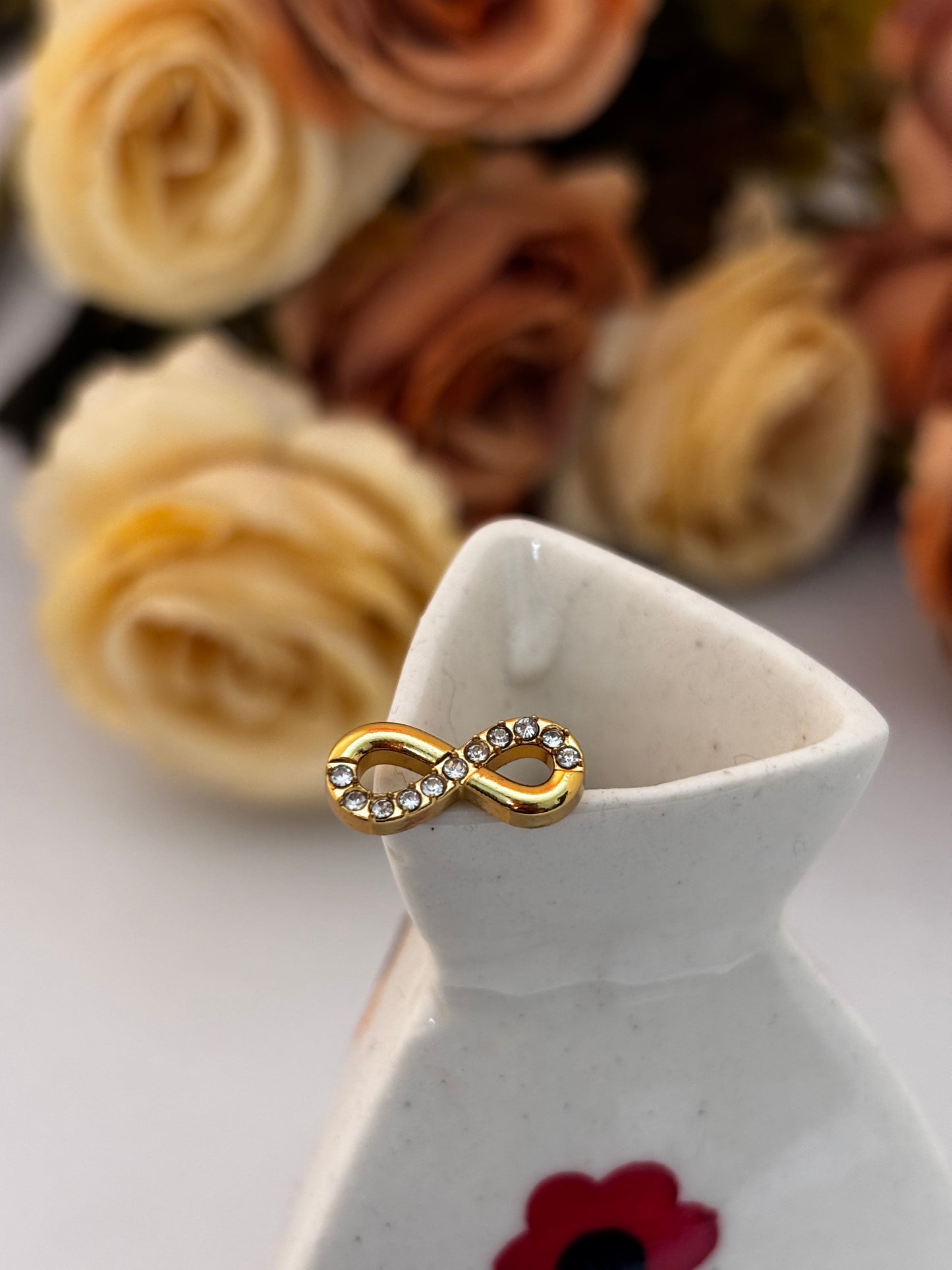 Infinity 18kt Gold Plated with Zircons Stud Earrings