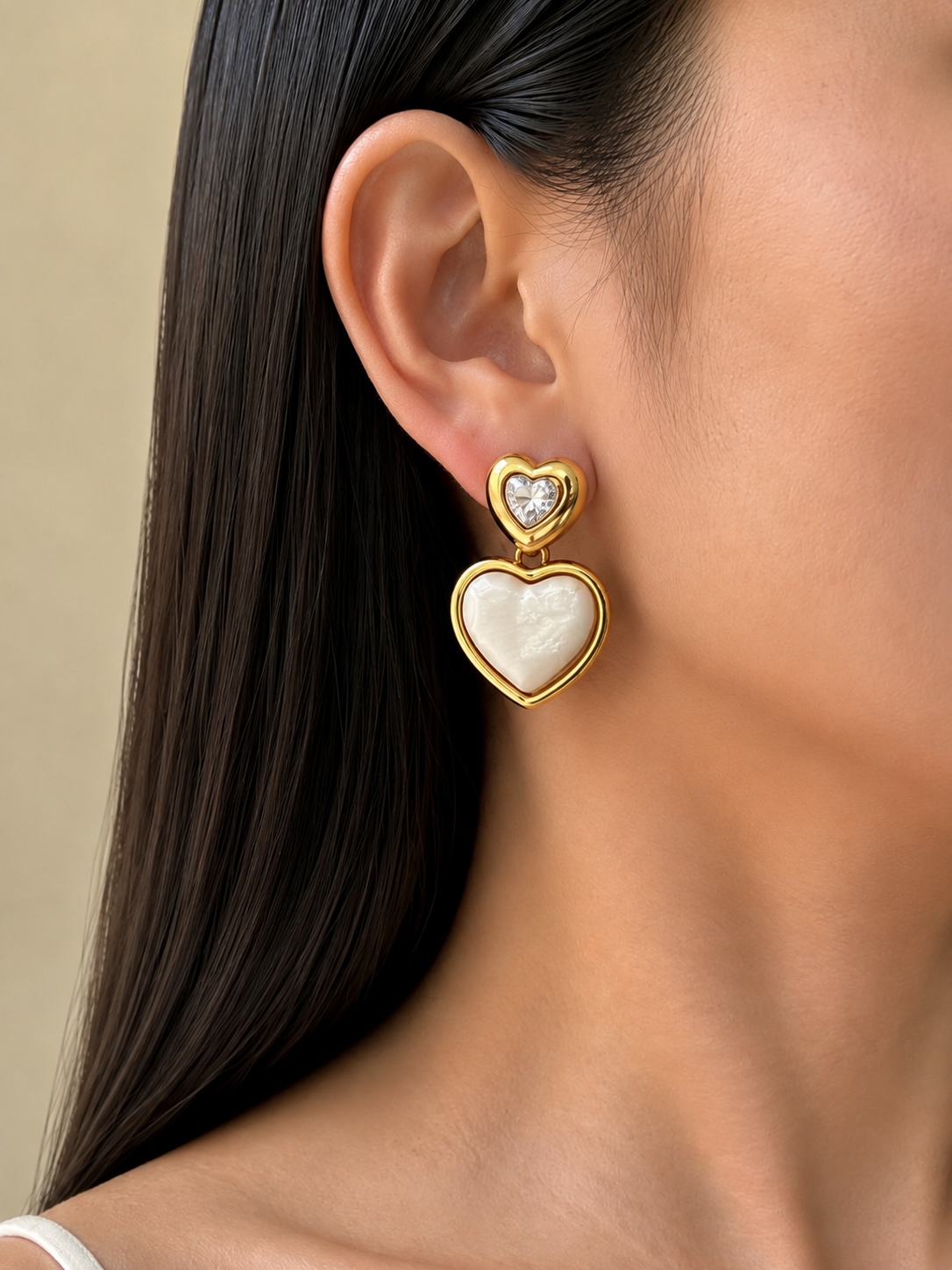 Cupid Heart Pearl Drops | Anti Tarnish Gold Plated Earrings