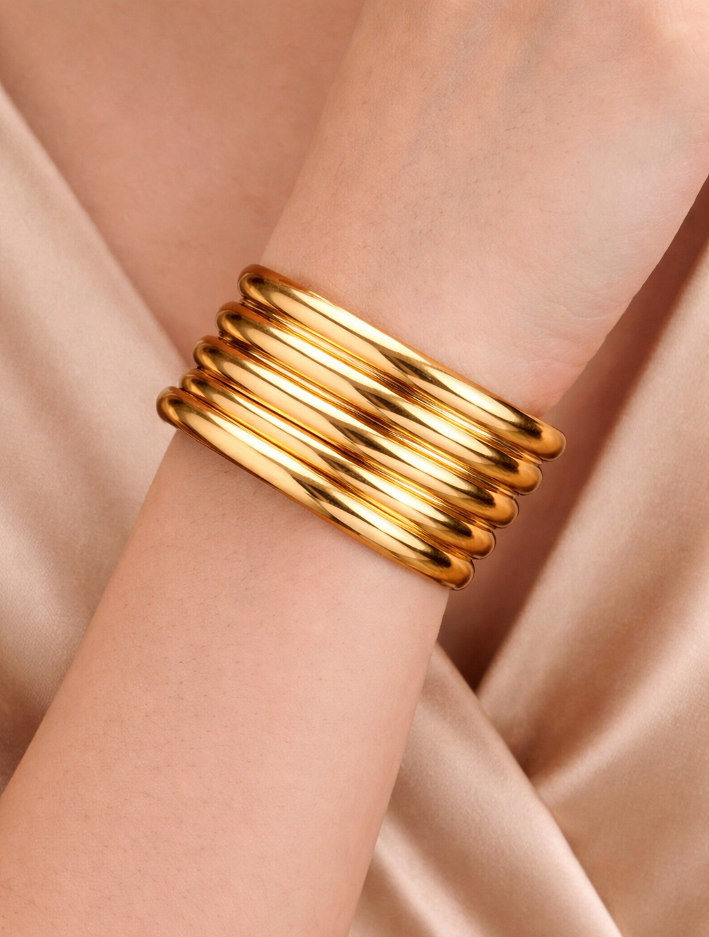 Baby Size Gold Coil Cuff Bracelet for Women